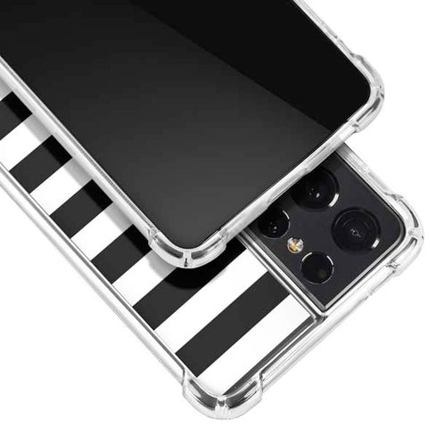 White and Black Stripes Galaxy S21 Ultra 5G Clear Case